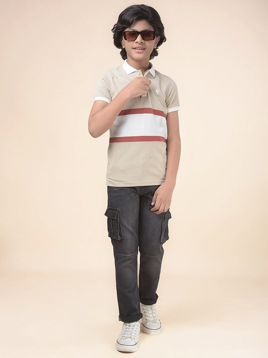 Casual Cargo for Boys l Breathable & Soft with Color Fastness Regular Fit Cotton Fabric Button Closure Solid Pattern