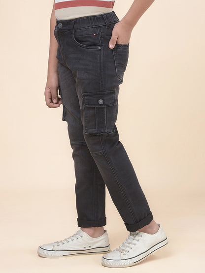 Casual Cargo for Boys l Breathable & Soft with Color Fastness Regular Fit Cotton Fabric Button Closure Solid Pattern