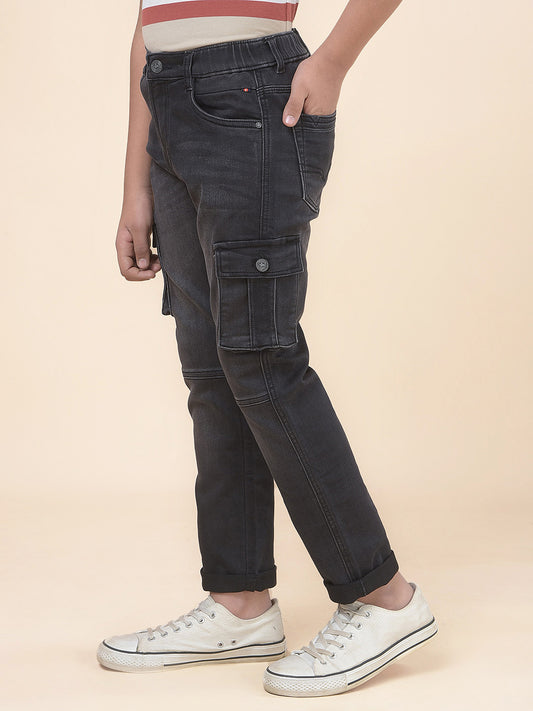 Casual Cargo for Boys l Breathable & Soft with Color Fastness Regular Fit Cotton Fabric Button Closure Solid Pattern