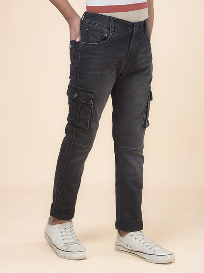 Casual Cargo for Boys l Breathable & Soft with Color Fastness Regular Fit Cotton Fabric Button Closure Solid Pattern