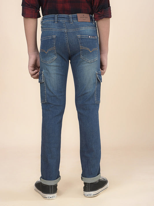 Casual Cargo for Boys l Breathable & Soft with Color Fastness Regular Fit Cotton Fabric Button Closure Solid Pattern