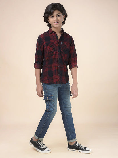 Casual Cargo for Boys l Breathable & Soft with Color Fastness Regular Fit Cotton Fabric Button Closure Solid Pattern