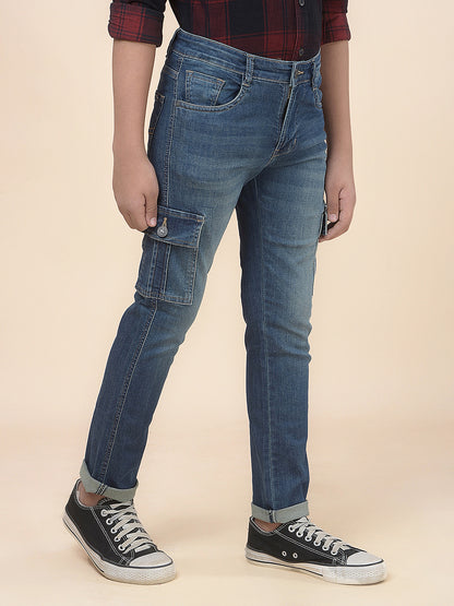 Casual Cargo for Boys l Breathable & Soft with Color Fastness Regular Fit Cotton Fabric Button Closure Solid Pattern