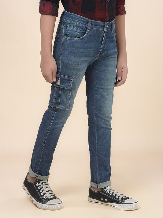 Casual Cargo for Boys l Breathable & Soft with Color Fastness Regular Fit Cotton Fabric Button Closure Solid Pattern