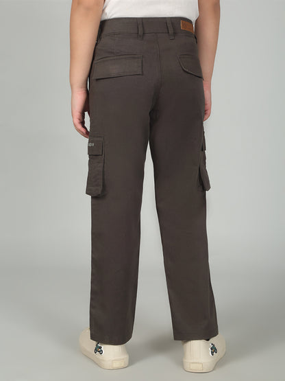 Olive Full Length Solid Regular Fit Casual Cargo for Boys