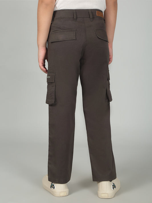 Olive Full Length Solid Regular Fit Casual Cargo for Boys