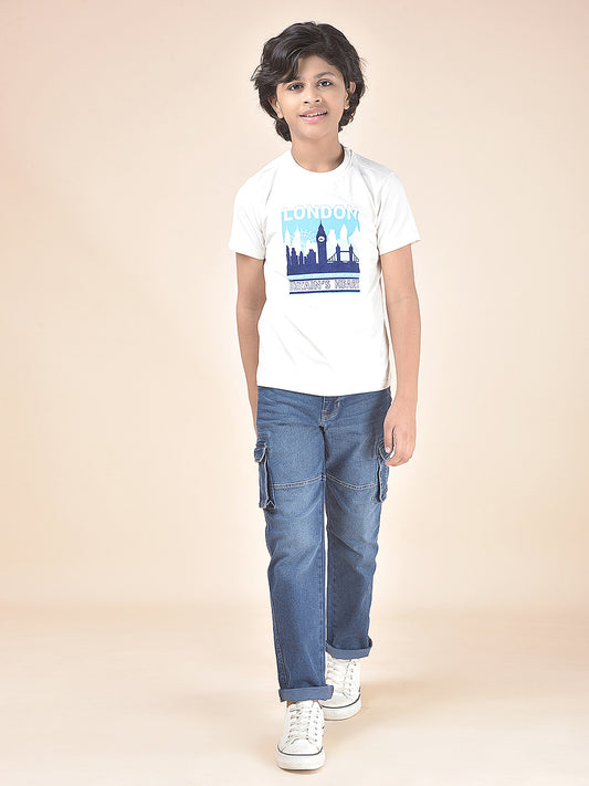 Casual Cargo for Boys l Breathable & Soft with Color Fastness Regular Fit Poly Cotton Fabric Button Closure Solid Pattern