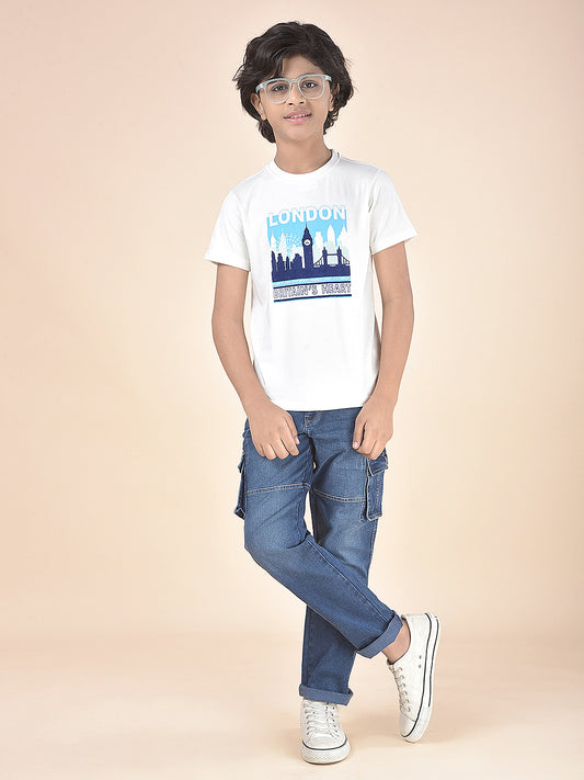 Casual Cargo for Boys l Breathable & Soft with Color Fastness Regular Fit Poly Cotton Fabric Button Closure Solid Pattern