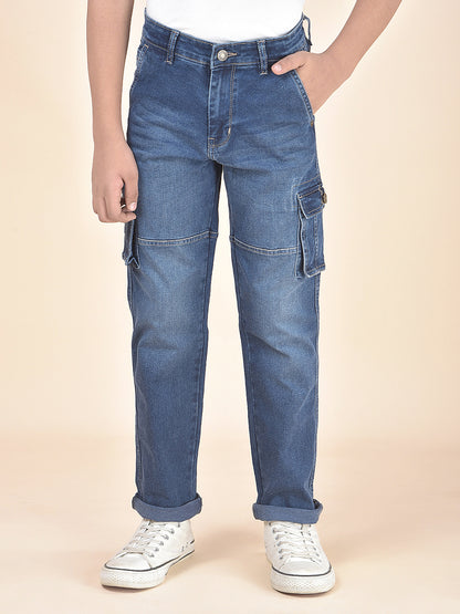 Casual Cargo for Boys l Breathable & Soft with Color Fastness Regular Fit Poly Cotton Fabric Button Closure Solid Pattern