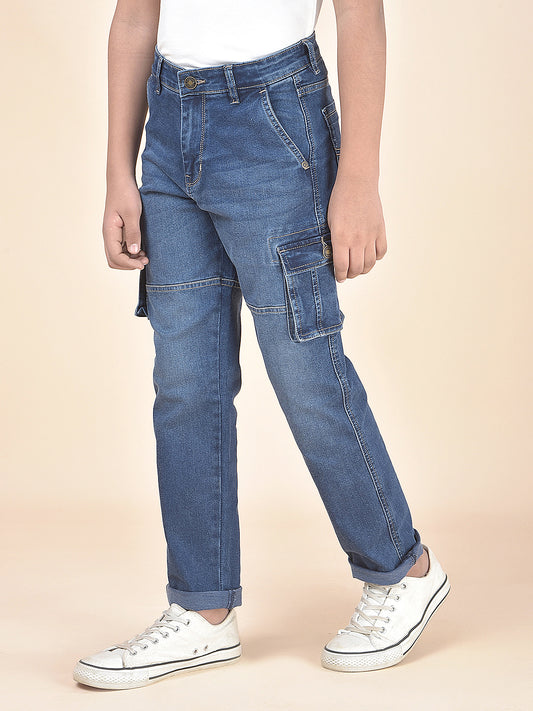 Casual Cargo for Boys l Breathable & Soft with Color Fastness Regular Fit Poly Cotton Fabric Button Closure Solid Pattern