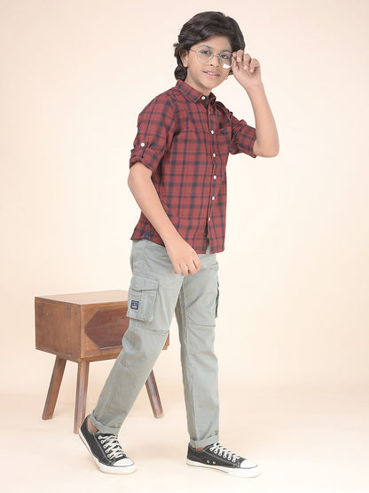 Casual Cargo for Boys l Breathable & Soft with Color Fastness Regular Fit Poly Cotton Fabric Button Closure Solid Pattern