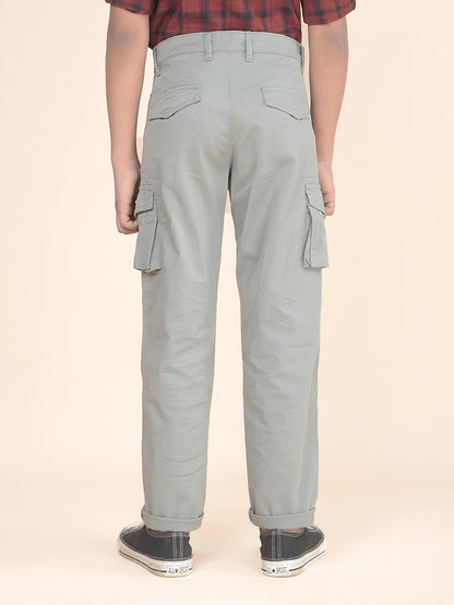 Casual Cargo for Boys l Breathable & Soft with Color Fastness Regular Fit Poly Cotton Fabric Button Closure Solid Pattern