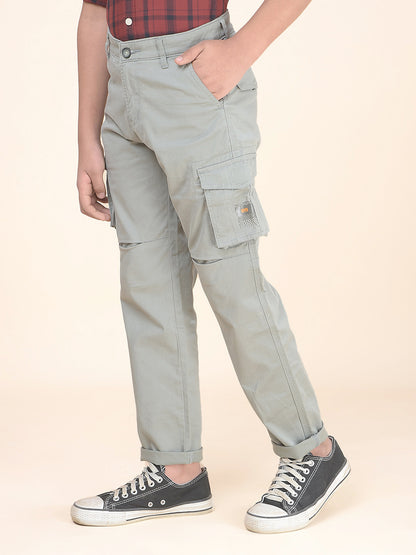 Casual Cargo for Boys l Breathable & Soft with Color Fastness Regular Fit Poly Cotton Fabric Button Closure Solid Pattern