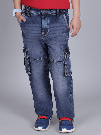 Cargo for Boys | Breathable & Soft with Color Fastness Regular Fit Poly Cotton Fabric Solid Pattern Button Closure