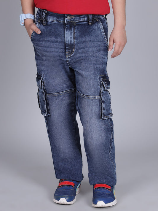 Cargo for Boys | Breathable & Soft with Color Fastness Regular Fit Poly Cotton Fabric Solid Pattern Button Closure