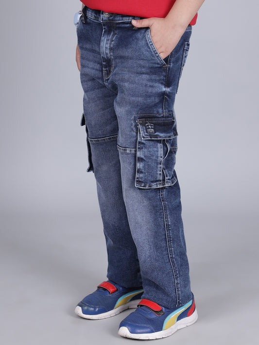 Cargo for Boys | Breathable & Soft with Color Fastness Regular Fit Poly Cotton Fabric Solid Pattern Button Closure
