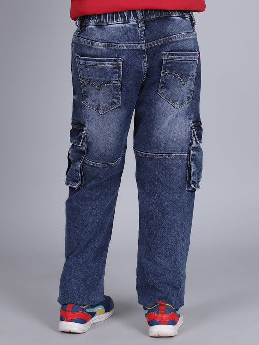 Cargo for Boys | Breathable & Soft with Color Fastness Regular Fit Poly Cotton Fabric Solid Pattern Button Closure