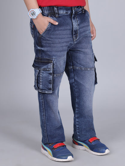 Cargo for Boys | Breathable & Soft with Color Fastness Regular Fit Poly Cotton Fabric Solid Pattern Button Closure