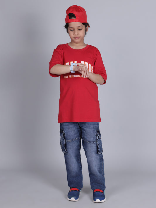 Cargo for Boys | Breathable & Soft with Color Fastness Regular Fit Poly Cotton Fabric Solid Pattern Button Closure