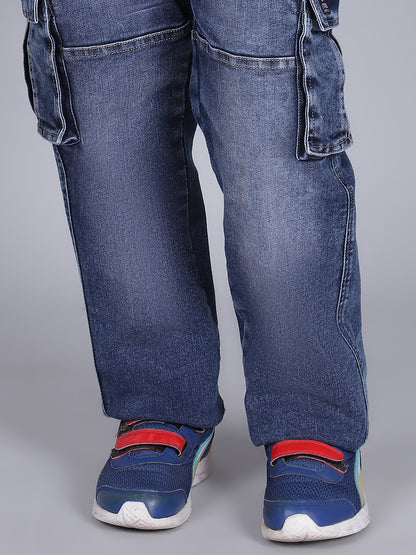 Cargo for Boys | Breathable & Soft with Color Fastness Regular Fit Poly Cotton Fabric Solid Pattern Button Closure