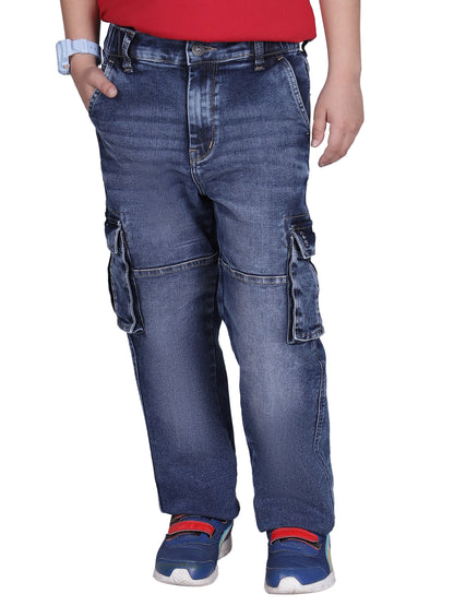 Cargo for Boys | Breathable & Soft with Color Fastness Regular Fit Poly Cotton Fabric Solid Pattern Button Closure
