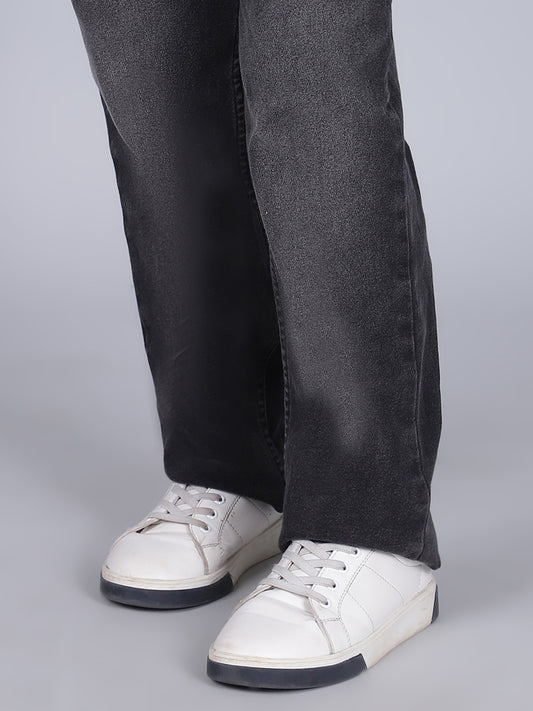 Boys Solid Black Regular Fit Casual Jeans