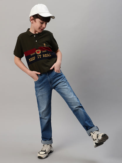 Boy's Blue Solid Stretchable Jeans