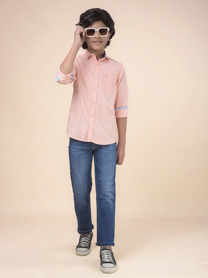 Casual Denim for Boys l Breathable & Soft with Color Fastness Regular Fit Poly Cotton Fabric Button Closure Solid Pattern