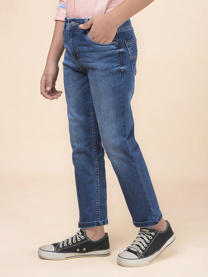 Casual Denim for Boys l Breathable & Soft with Color Fastness Regular Fit Poly Cotton Fabric Button Closure Solid Pattern