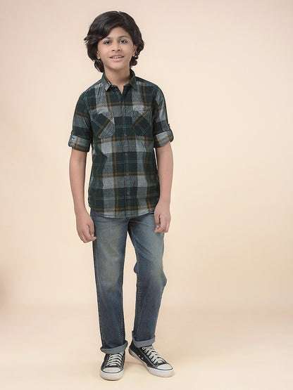 Casual Denim for Boys l Breathable & Soft with Color Fastness Regular Fit Poly Cotton Fabric Button Closure Solid Pattern