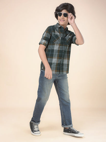 Casual Denim for Boys l Breathable & Soft with Color Fastness Regular Fit Poly Cotton Fabric Button Closure Solid Pattern