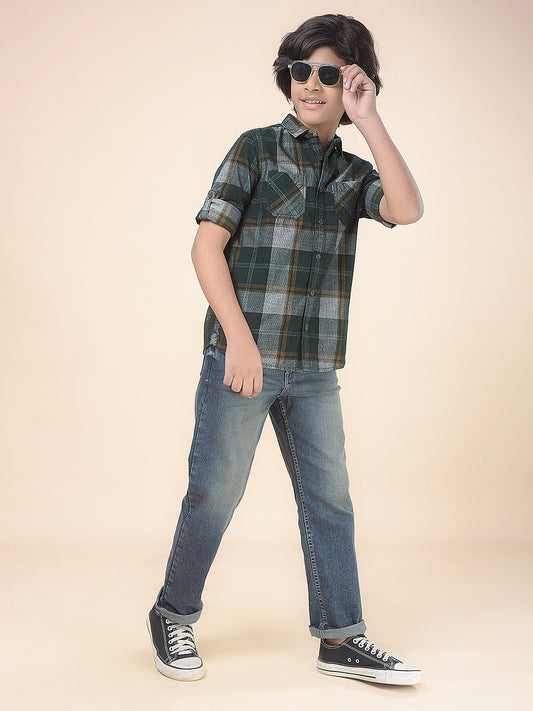 Casual Denim for Boys l Breathable & Soft with Color Fastness Regular Fit Poly Cotton Fabric Button Closure Solid Pattern