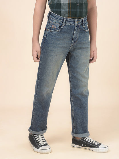 Casual Denim for Boys l Breathable & Soft with Color Fastness Regular Fit Poly Cotton Fabric Button Closure Solid Pattern