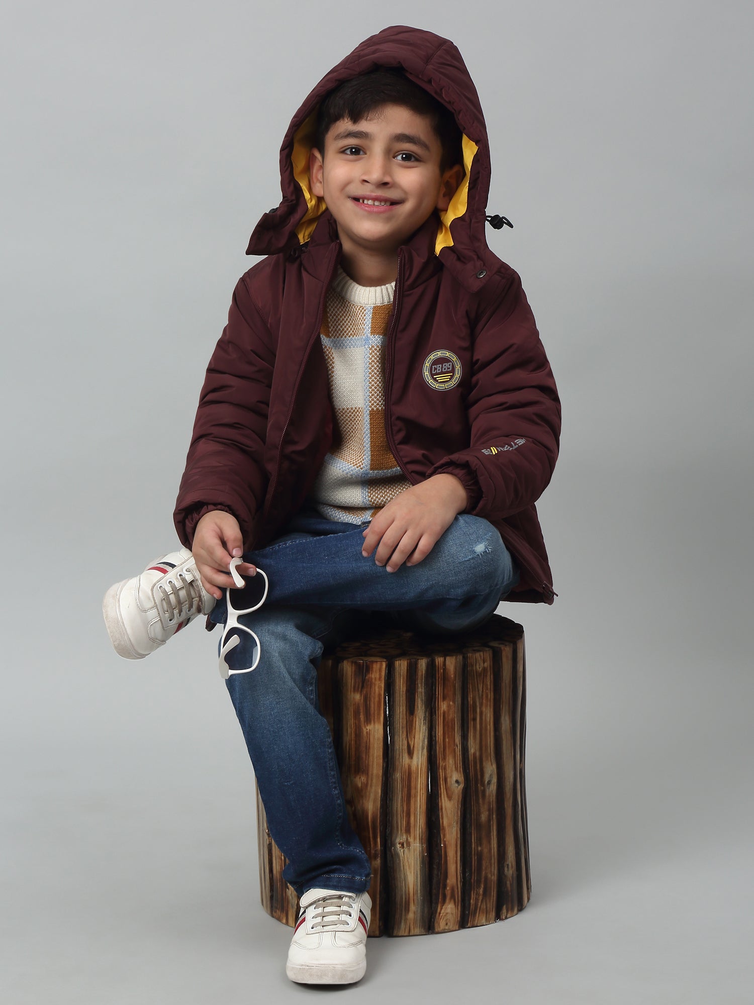 Boys Maroon Hooded Neck Solid Casual Jacket For Winter – Cantabil
