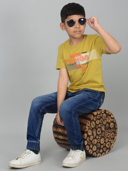 Boy's Dark Blue Solid Stretchable Jogger