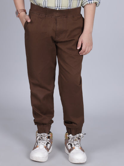 Jogger for Boys | Breathable & Soft with Color Fastness Regular Fit Poly Cotton Fabric Solid Pattern Elasticated Closure