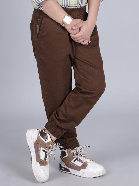 Jogger for Boys | Breathable & Soft with Color Fastness Regular Fit Poly Cotton Fabric Solid Pattern Elasticated Closure