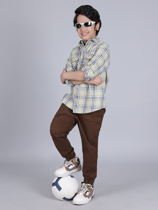 Jogger for Boys | Breathable & Soft with Color Fastness Regular Fit Poly Cotton Fabric Solid Pattern Elasticated Closure