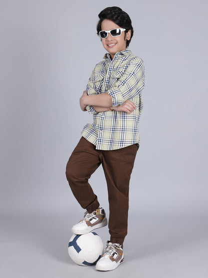 Jogger for Boys | Breathable & Soft with Color Fastness Regular Fit Poly Cotton Fabric Solid Pattern Elasticated Closure