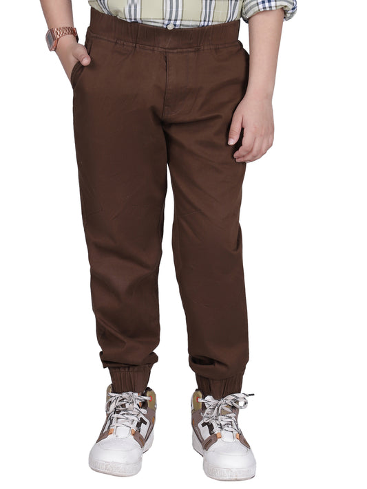 Jogger for Boys | Breathable & Soft with Color Fastness Regular Fit Poly Cotton Fabric Solid Pattern Elasticated Closure