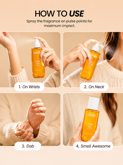 Unisex Amber Sun Long Lasting Body Mist | 2x145ml