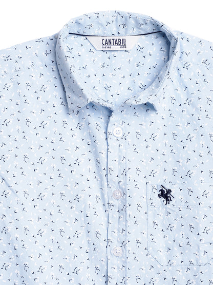 Cantabil Boys Light Blue Printed Shirt (7138053783691)