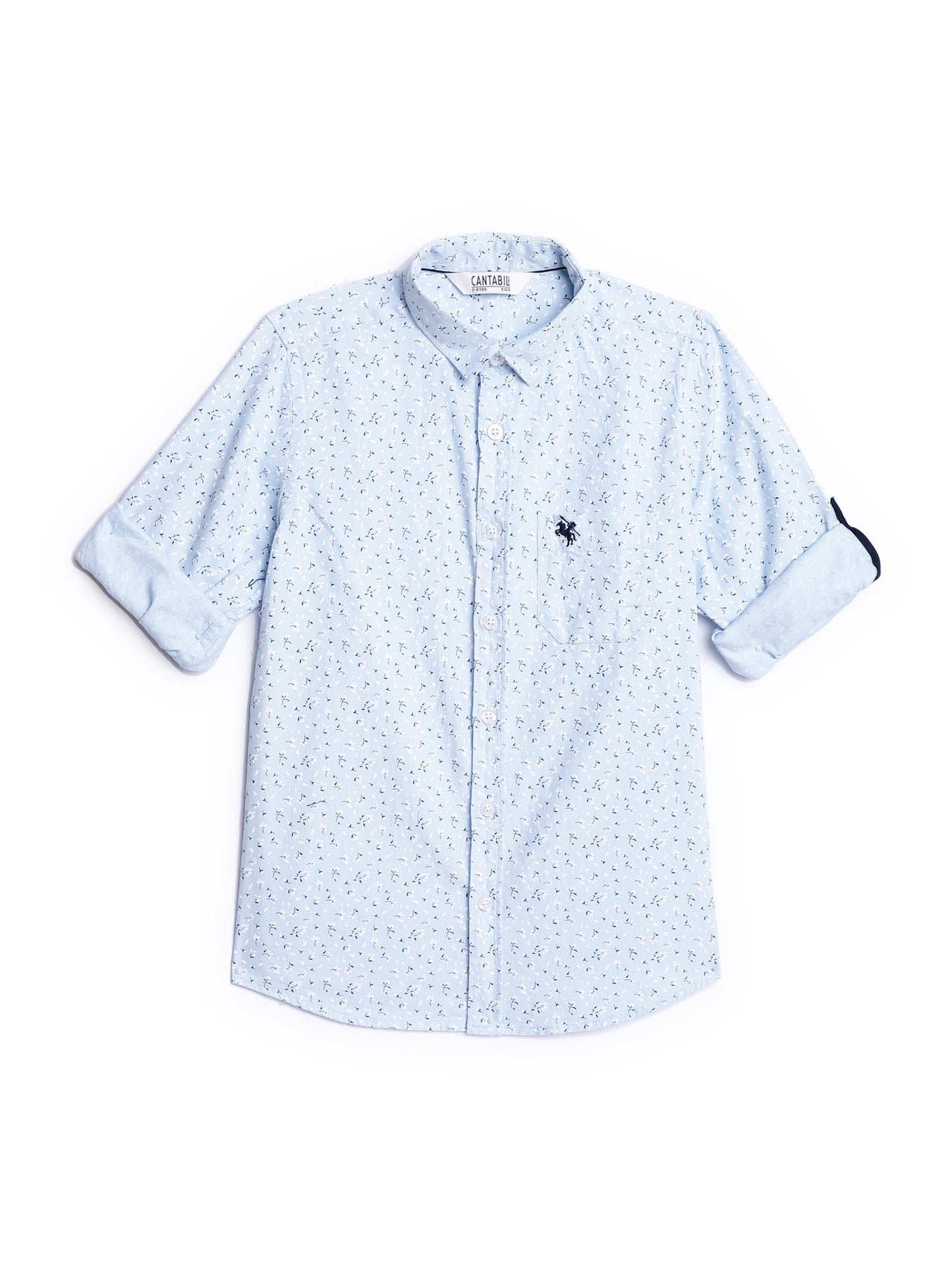 Cantabil Boys Light Blue Printed Shirt (7138053783691)