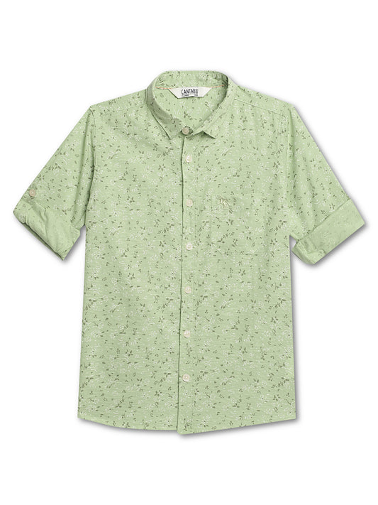 Cantabil Boys Printed Green Shirt (7135782437003)