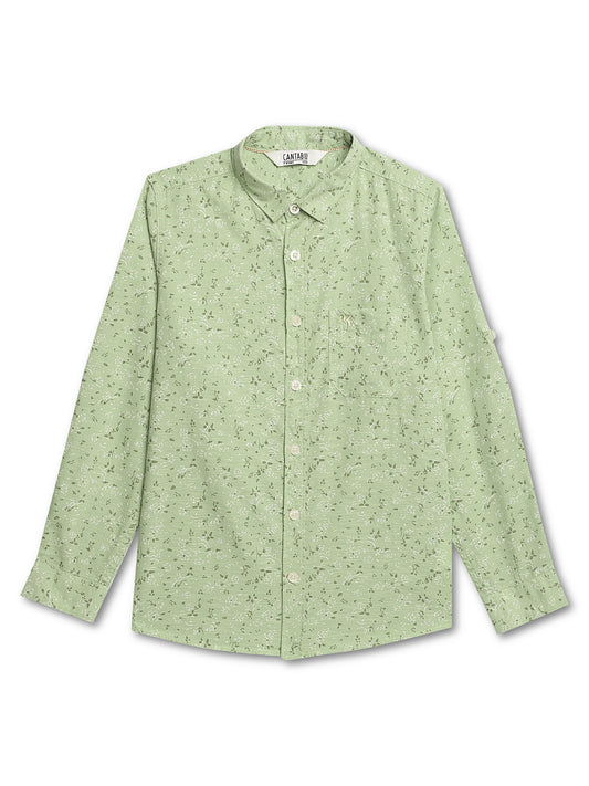 Cantabil Boys Printed Green Shirt (7135782437003)
