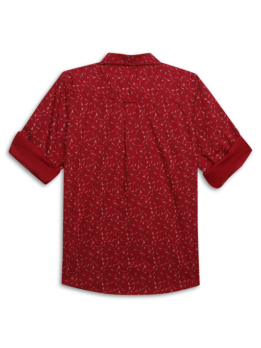 Cantabil Boys Red Printed Full Sleeves Casual Shirt (7155367510155)