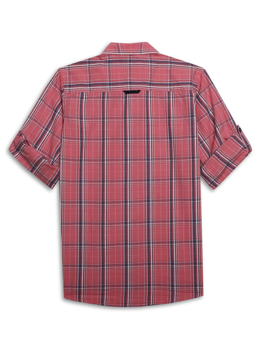 Cantabil Boys Pink Checkered Full Sleeves Casual Shirt (7155371278475)