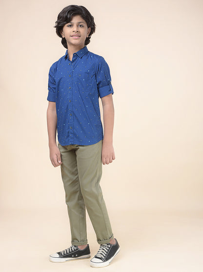 Casual Shirt for Boys l Breathable & Soft with Color Fastness Regular Fit Spread Collar Cotton Fabric Printed Pattern