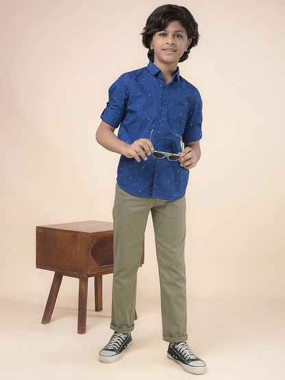 Casual Shirt for Boys l Breathable & Soft with Color Fastness Regular Fit Spread Collar Cotton Fabric Printed Pattern