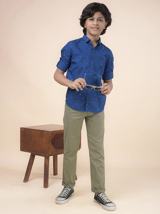 Casual Shirt for Boys l Breathable & Soft with Color Fastness Regular Fit Spread Collar Cotton Fabric Printed Pattern